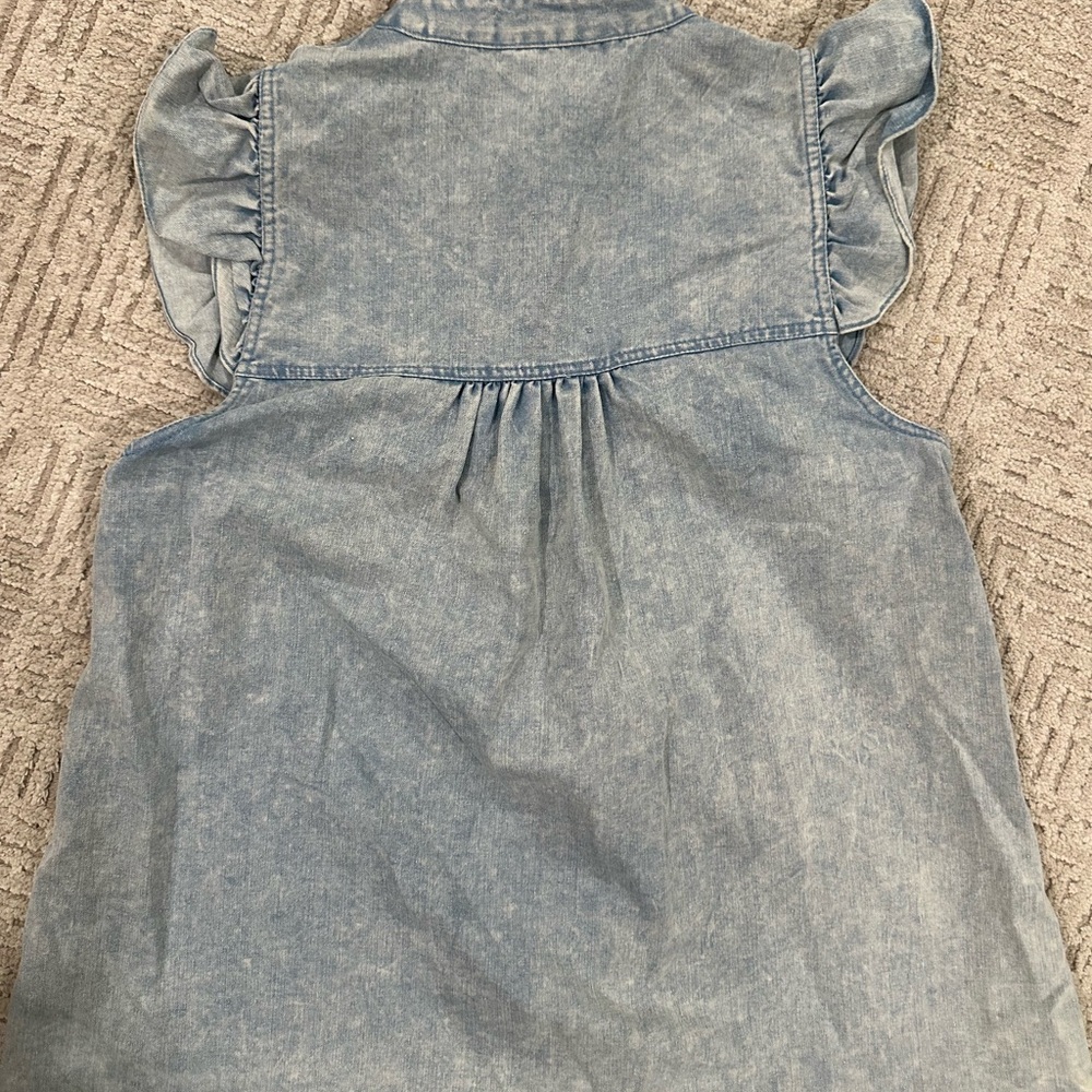 Entro Denim Blue Ruffle Button-Down Dress Fits like a 6 - Picture 9 of 13